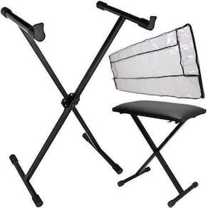 Kit Suporte Para Teclado Em X + Cobertura + Banqueta Saty