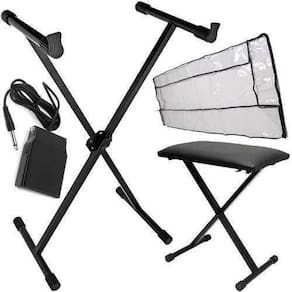 Kit Acessórios Teclado Com Suporte Banco Cobertura Pedal
