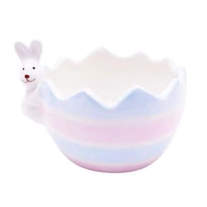 Pote Ovo Cerâmica com Coelho na Borda CERAMICA RAINBOW