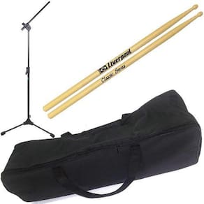 Kit Capa Ferragens De Bateria + Pedestal Microfone + Baqueta
