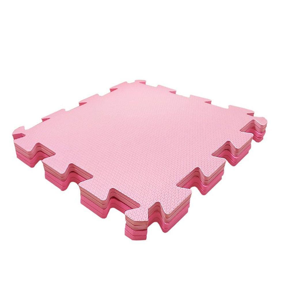 Kit 4 Tatame Infantil Grosso EVA Menina Rosa Grande 50x50 Tapete Educativo Bebe Emborrachado Antiderrapante