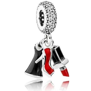 Berloque Charms Pingente Salto Batom Vestido Prata 925