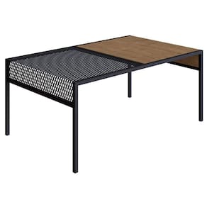 Mesa de Centro Industrial York Artesano Retangular 80 cm (largura) em MDP Vermont Aço Preto