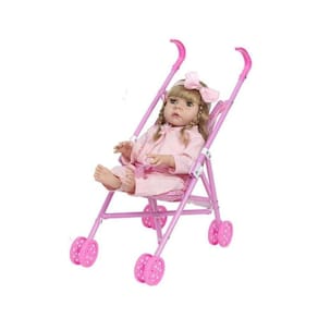 Boneca Bebê Reborn Realista Loira Enxoval Bolsa Carrinho