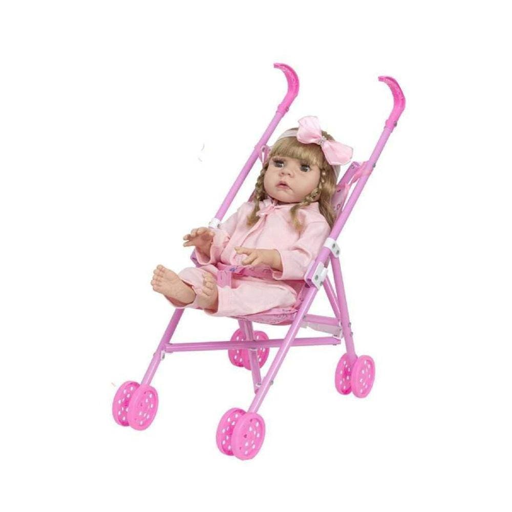 Boneca Bebê Reborn Realista Loira Enxoval Bolsa Carrinho