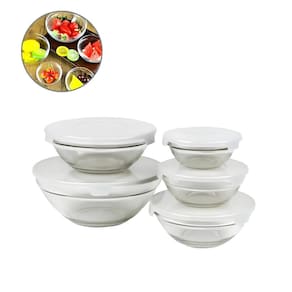 Jogo Potes Vidro Porta Alimentos Tampa Hermetica 5 Tamanhos Translucido Empilhavel Graos Massas Tempero Cozinha Frutas