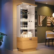 Cristaleira HB Móveis Aura 2 Portas de Vidro 1 Gaveta