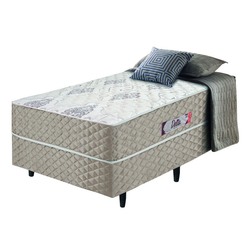 Cama Box Solteiro Conjugada Ortopédico Alpha Espuma 88x188x52cm Bege / Branco Hellen