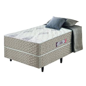 Cama Box Solteiro Conjugada Ortopédico Alpha Espuma 88x188x52cm Bege / Branco Hellen
