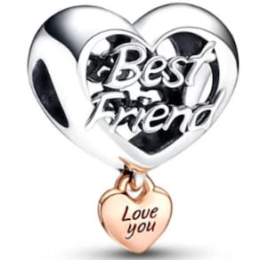 Berloque Separador Best Friend Love You Amigos Amigas Prata
