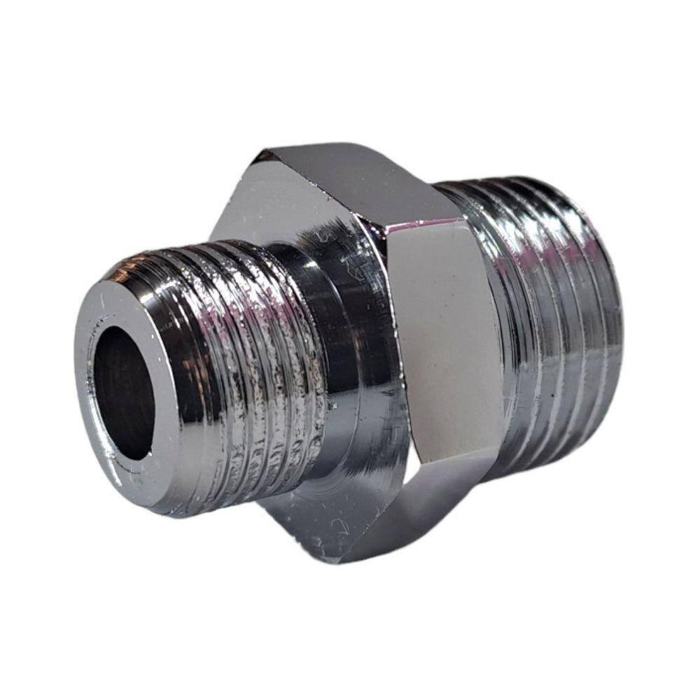 Niple Sextavado Latão Rosca 1/2 x 3/8 Cromado