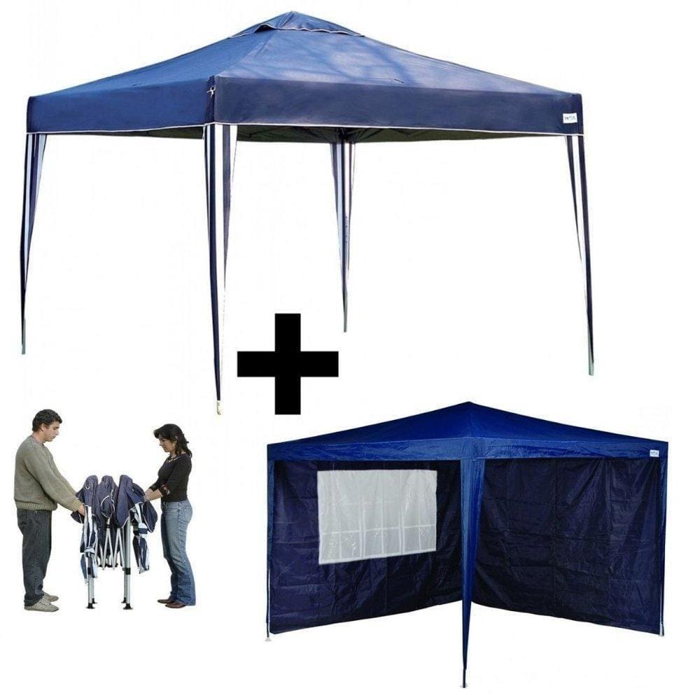 Kit Gazebo Tenda Azul Praia/Campo Base E Topo 3M X 3M Altura