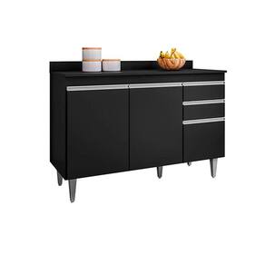 Balcão Melissa Para Cozinha Preto S/ Tampo - Vallisa Decor