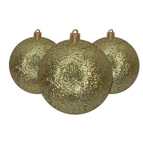 Mini Bola De Natal 5Cm Ouro Glitter 06Und Cromus