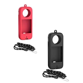 Capa Silicone Vermelha + Alça De Segurança Para Insta360 X3