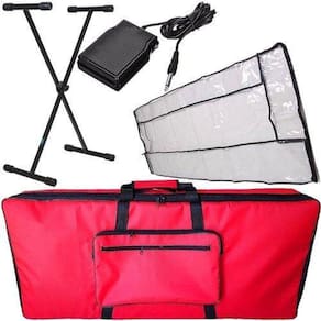 Kit Capa Para Teclado 5/8 Vermelha Acolchoada Com Acessórios