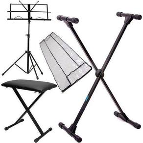 Kit Acessórios De Teclado Suporte Cobertura Partitura Banco