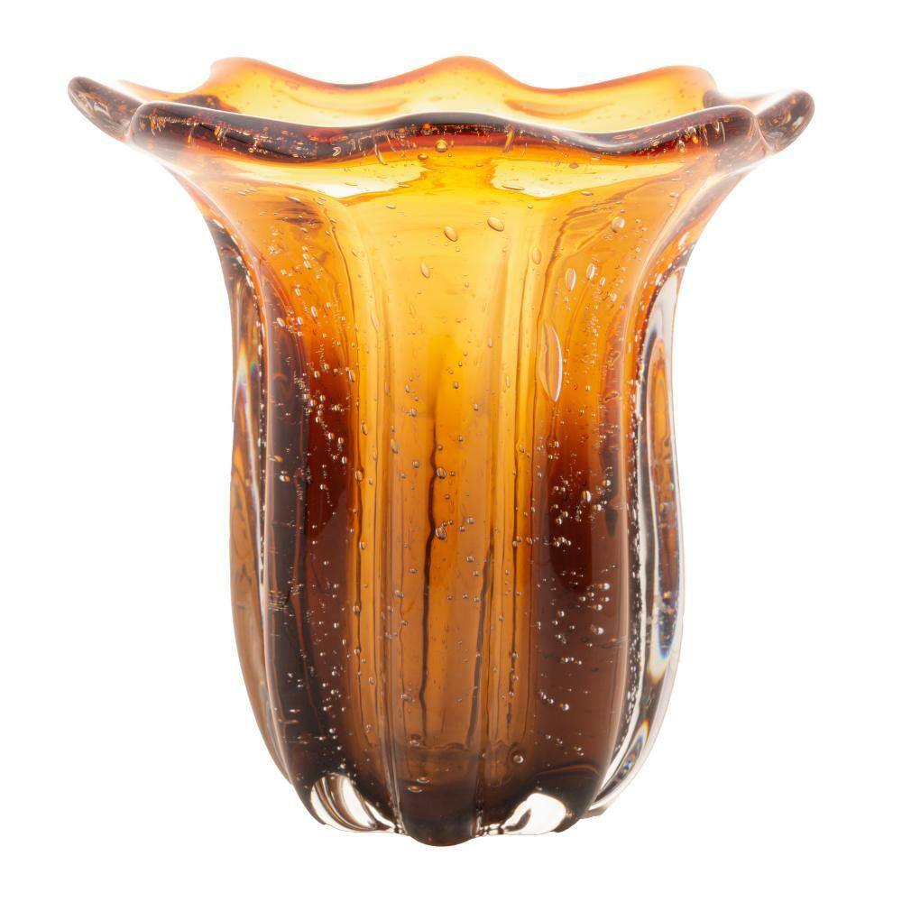 Vaso de Vidro Italy Âmbar e Marrom 18cm x 18,5cm - Wolff