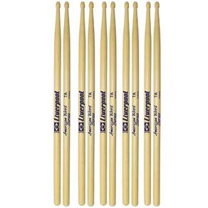 5 Pares Baquetas Liverpool American Hickory 7A Madeira Hy-7A