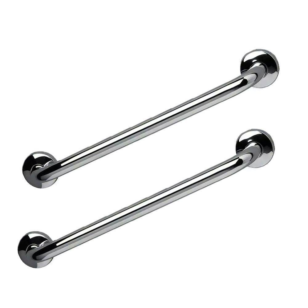 Barra Alça Apoio 40Cm Aço Inox Kit 2 Uni Acessibilidade PCD Cadeirante Criança Suporte Anti Queda Evita Acidentes