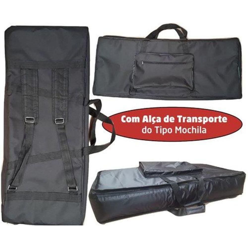 Capa Para Teclado 5/8 Master Luxo Nylon Acolchoado Preto