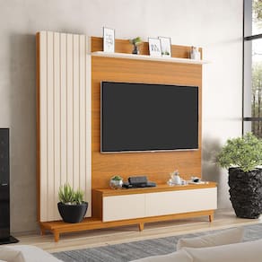Painel para Tv Ripado até 65 Polegadas Jacarta Freijo Off White