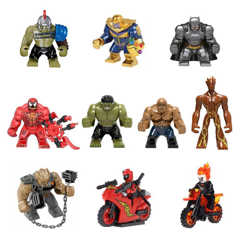 Boneco Super Big Herois Hulk Thanos Batman Vingadores Bloco De Montar