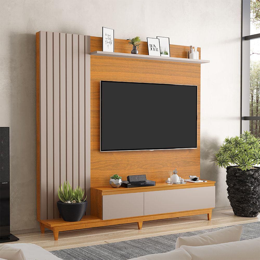 Painel para Tv Ripado até 65 Polegadas Jacarta Freijo Mani