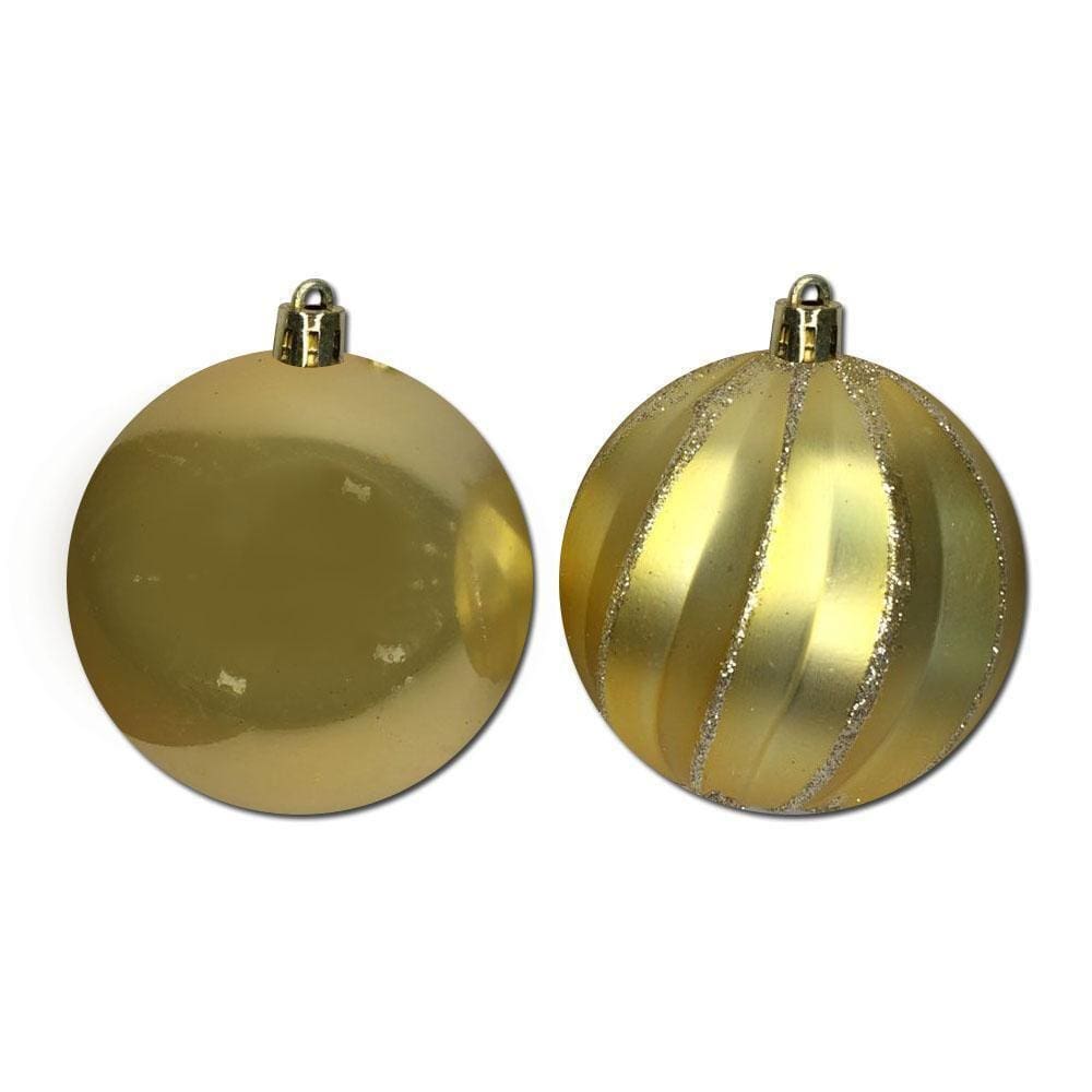 Bola De Natal 8Cm Ondas Ouro 6Und Cromus