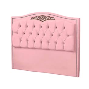 Cabeceira Solteiro 90cm Decorativa Maitê Veludo Rosa Bebê - Montanaris Decor