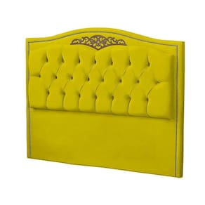 Cabeceira Casal Queen 160cm Decorativa Maitê Veludo Amarelo - Montanaris Decor