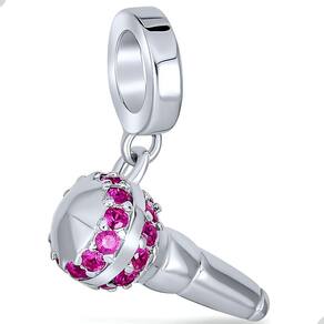 Berloque Pingente Microfone Cantor Cantora Prata 925