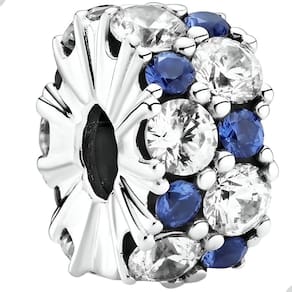 Berloque Clipe Cravejado Zircônias Azul Prata 925