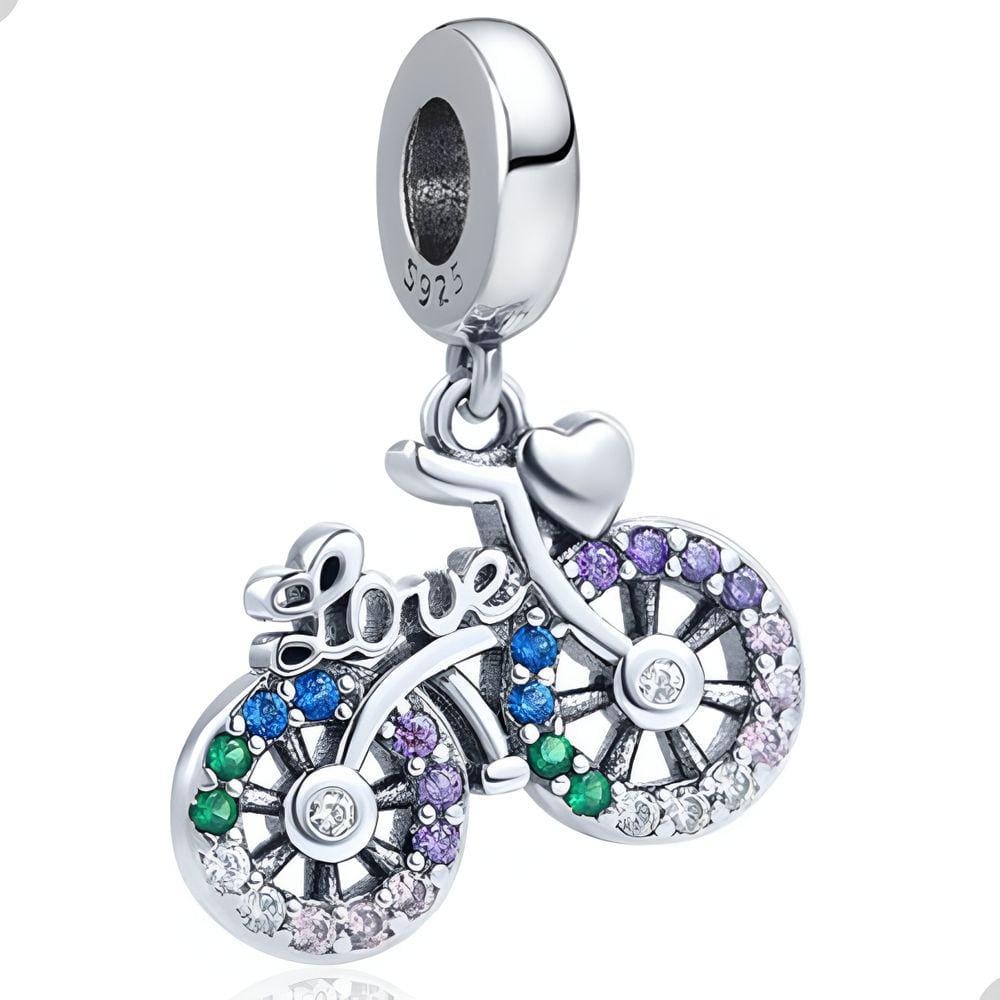 Berloque Pingente Bicicleta Love Prata 925