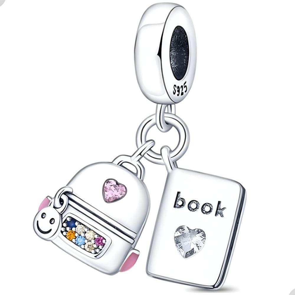 Berloque Pingente Mochila Livro Prata 925