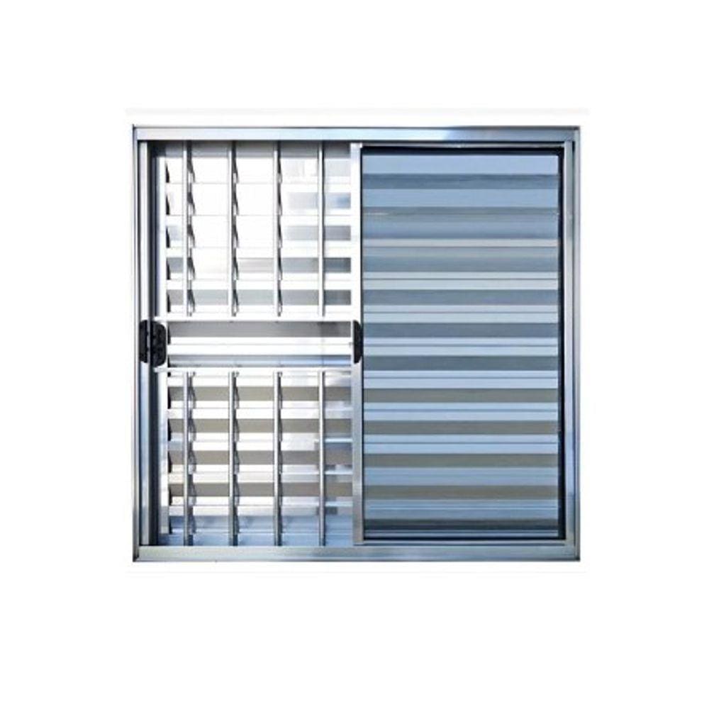 Veneziana 120x200 3 Folhas c/Grade - Alumínio Brilhante - Linha 18 Modular