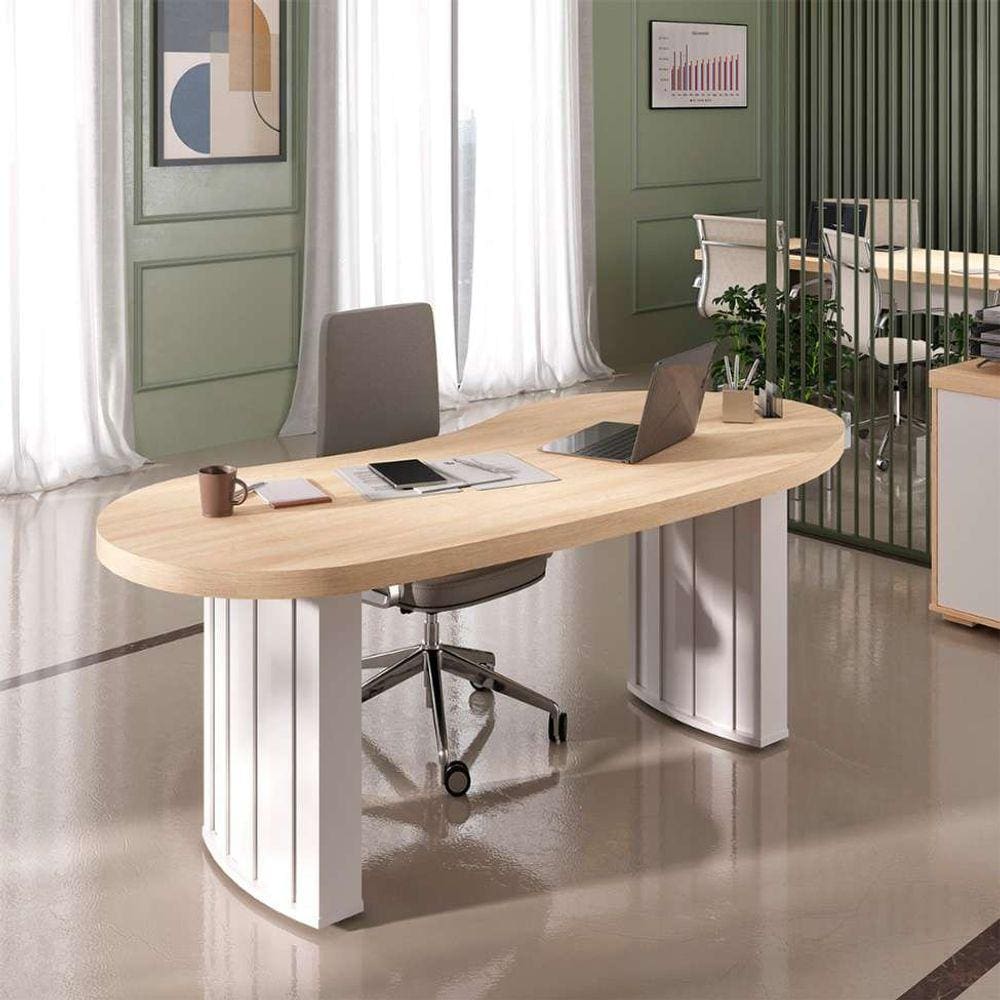 mesa de escritório organic carvalho e branca