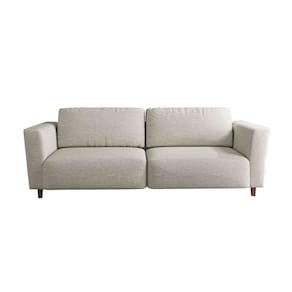 sofá 3 lugares munique com chaise esquerdo poliéster creme