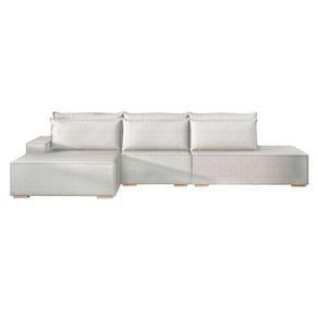 sofá 5 lugares toronto com chaise esquerdo poliéster cinza