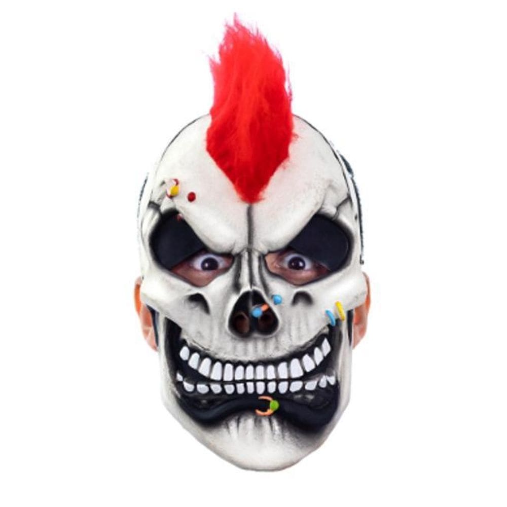 Máscara Caveira Punk Em Látex Com Pelos