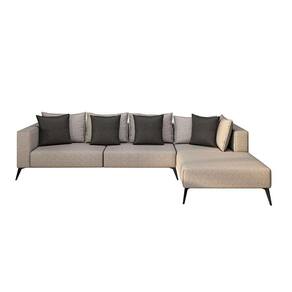 sofá 5 lugares doha com chaise direito poliéster palha