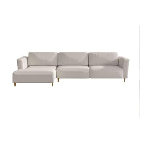 sofá 5 lugares munique com chaise esquerdo poliéster creme