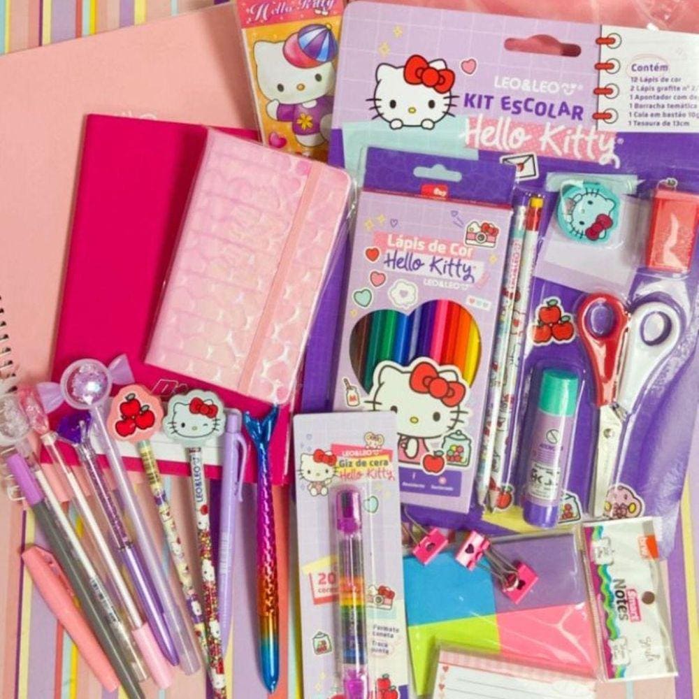 Kit Papelaria Kawai Fofo Hello Kittykit Papelaria Kawai Fofo