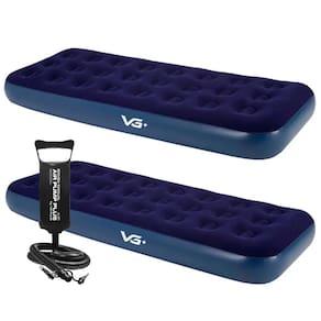 Kit 2 Colchões Infláveis Solteiro Flocked Comfort com Bomba Manual Vg Plus