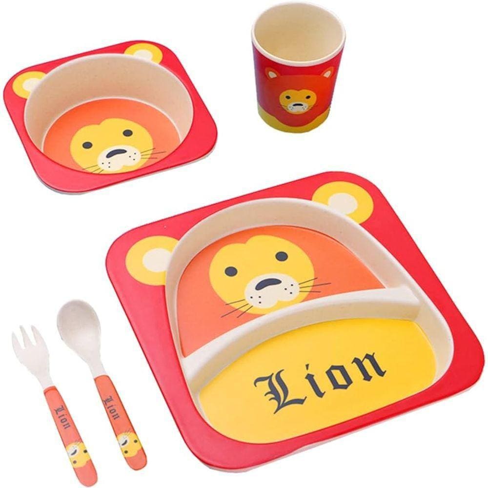 Kit P/Refeição Infantil Fibra Bambu 5PCS - Leão 3 - Quanhe