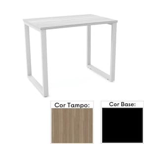 Mesa de Escritório Pé Tubular PE25 em MDP 90 x 45 cm Cor Noce Naturalle e Base Preta