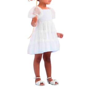 Vestido Infantil Verão Mon Sucre Branco Tule tam 1