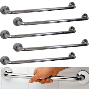 Barra Alça Apoio Kit 5 Uni Aço Inox 50 cm Acessibilidade Pcd Criança Gestante Criança Box Banheiro Segurança Casa