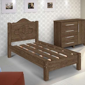 Cama Siena Solteiro Mocaccino com Colchão Carmolar
