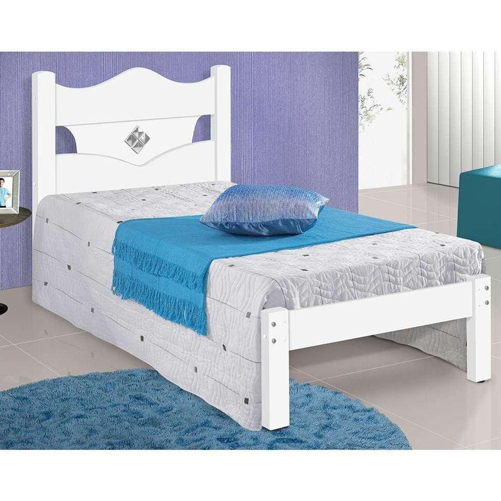 Cama Julia Solteiro Branco/Azul/Rosa/Lilas com Colchão Carmolar
